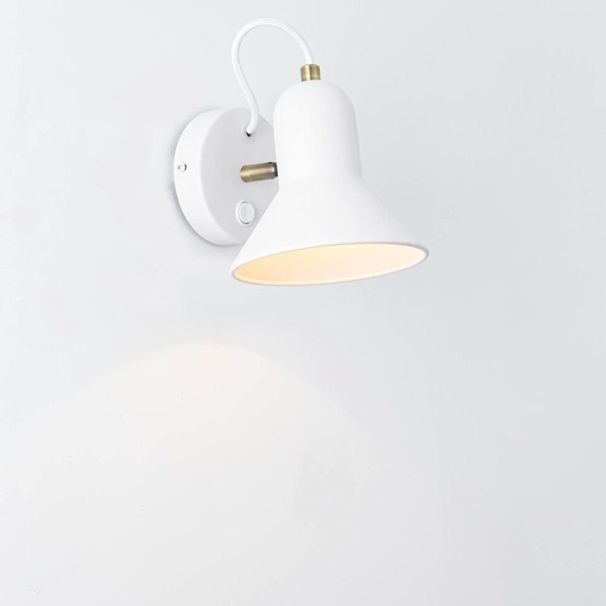 Stenska reflektorska svetilka ASTAMA 1xE27/40W/230V bela/mesing