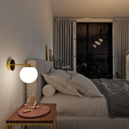 Stenska svetilka 1xE27/40W/230V zlata/bela