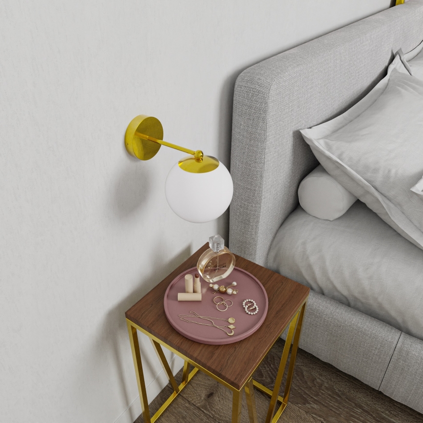 Stenska svetilka 1xE27/40W/230V zlata/bela