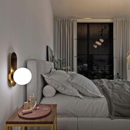 Stenska svetilka 1xE27/40W/230V, zlata/bela