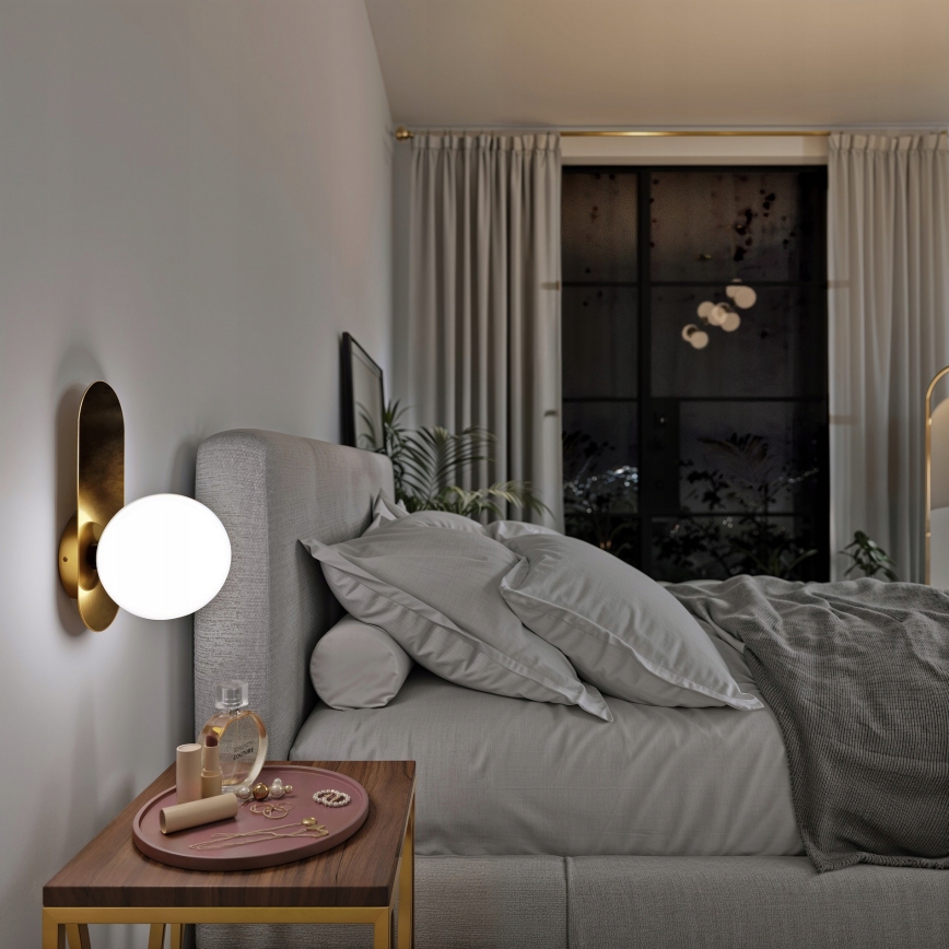 Stenska svetilka 1xE27/40W/230V, zlata/bela