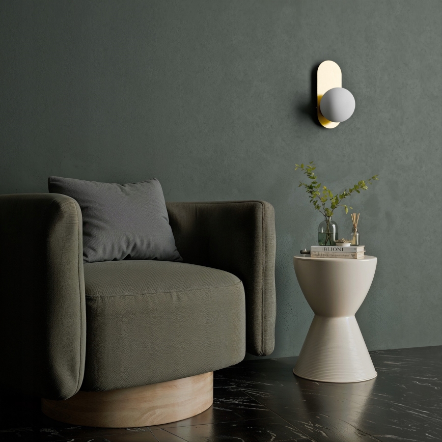 Stenska svetilka 1xE27/40W/230V, zlata/bela