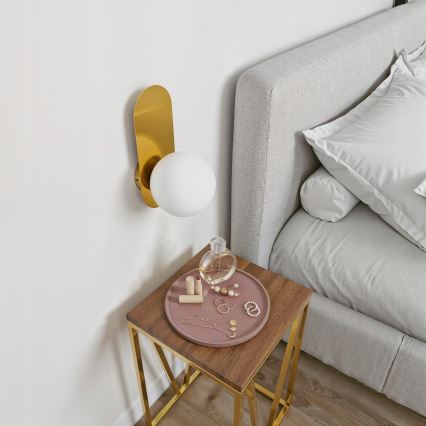 Stenska svetilka 1xE27/40W/230V, zlata/bela