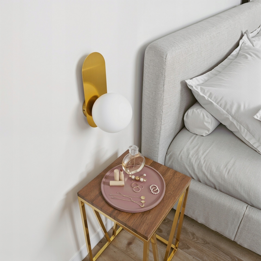 Stenska svetilka 1xE27/40W/230V, zlata/bela