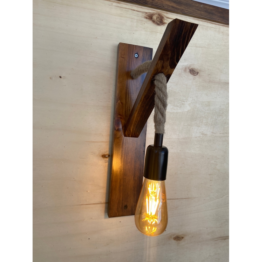 Stenska svetilka AHSAP 1xE27/40W/230V borovica/oreh