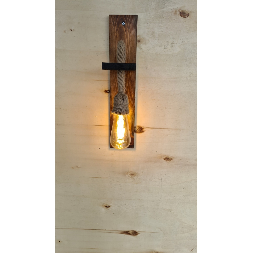 Stenska svetilka AHSAP 1xE27/40W/230V borovica/oreh