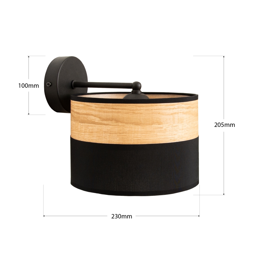 Stenska svetilka ALBA 1xE27/15W/230V črna/rjava