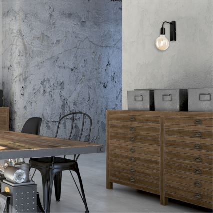 Stenska svetilka ASTRID 1xE27/60W/230V črna sijajna