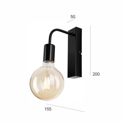 Stenska svetilka ASTRID 1xE27/60W/230V črna sijajna