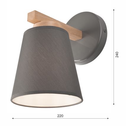 Stenska svetilka ELLIE 1xE27/60W/230V bukev