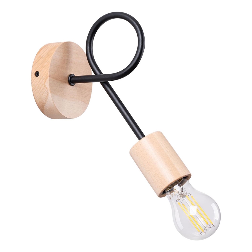 Stenska svetilka EMBER 1xE27/15W/230V črna/bež/bukev