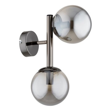 Stenska svetilka ERAL 2xE14/10W/230V sijajni krom/črna/dimna