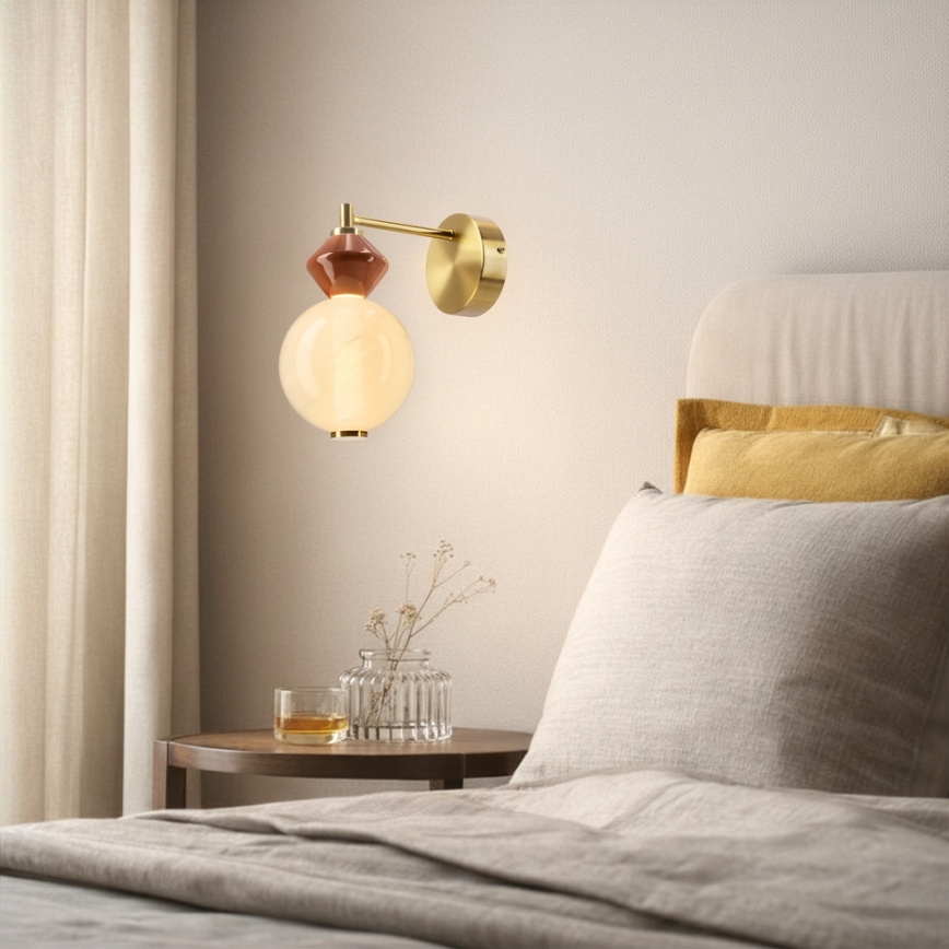 Stenska svetilka FLORES LED/7W/230V zlata/rjava