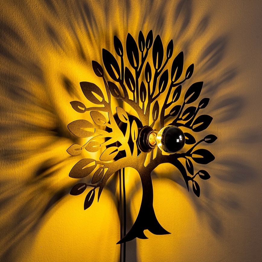 Stenska svetilka HEART TREE 1xE27/40W/230V črna