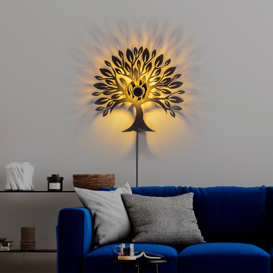 Stenska svetilka HEART TREE 1xE27/40W/230V črna