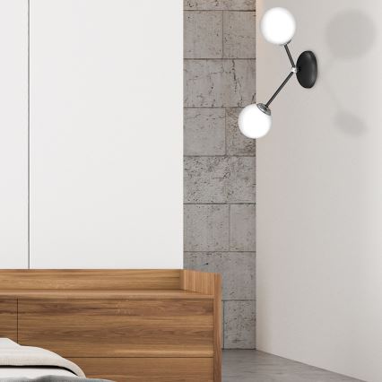Stenska svetilka JOY 2xE14/40W/230V črna/krom