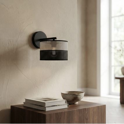 Stenska svetilka KARBON 1xE27/15W/230V črna/siva