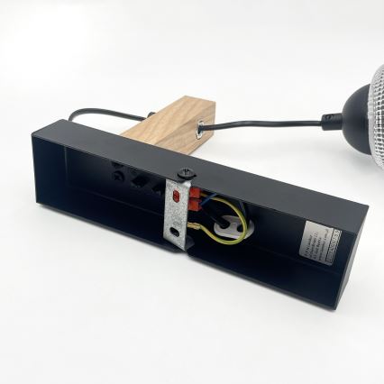 Stenska svetilka LEANDRA 1xE27/15W/230V hrast/črna