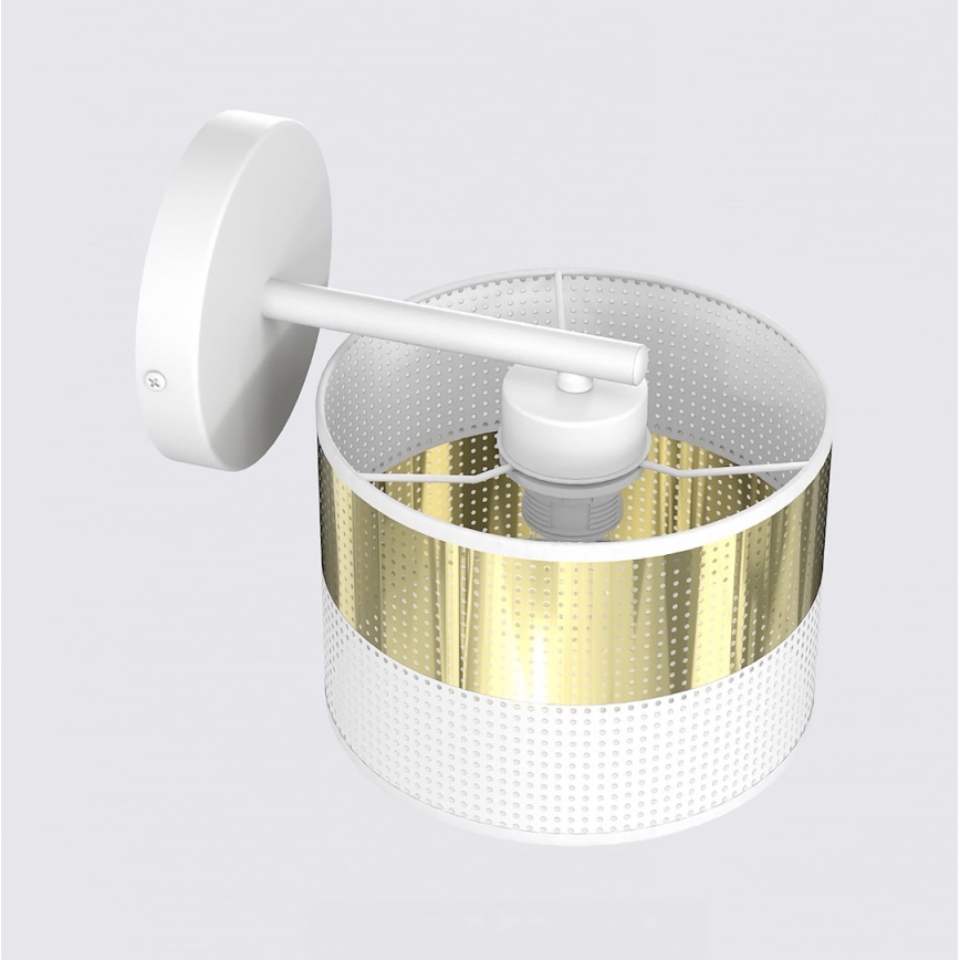 Stenska svetilka LUX 1xE27/15W/230V bela/zlata
