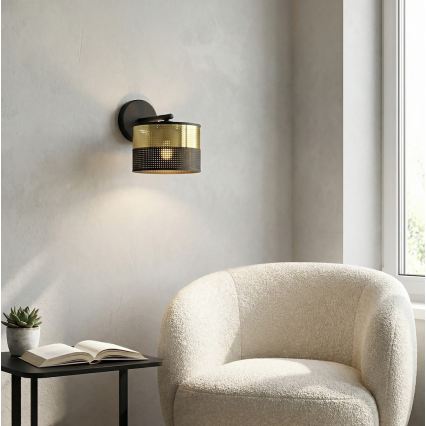 Stenska svetilka LUX 1xE27/15W/230V črna/zlata