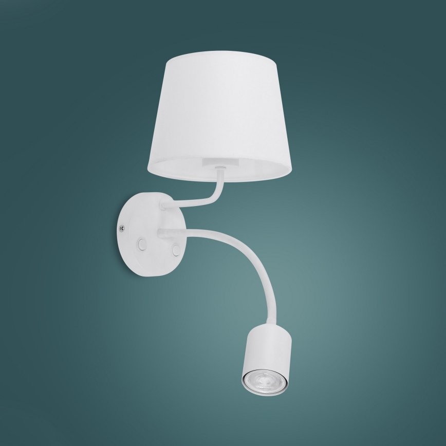 Stenska svetilka MAJA 1xE27/15W/230V + 1xGU10/10W/230V bela