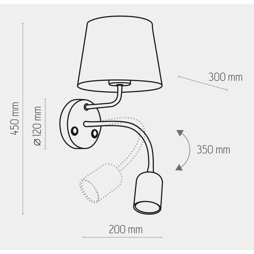 Stenska svetilka MAJA 1xE27/15W/230V + 1xGU10/10W/230V bela