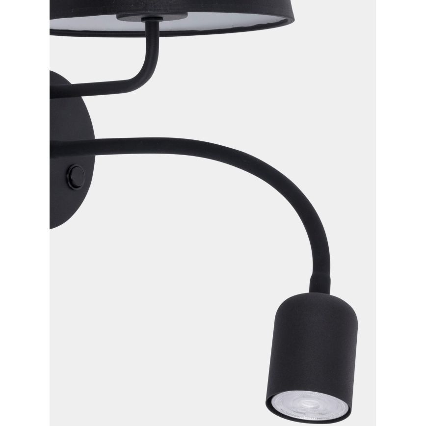 Stenska svetilka MAJA 1xE27/15W/230V + 1xGU10/10W/230V črna