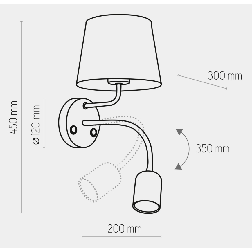 Stenska svetilka MAJA 1xE27/15W/230V + 1xGU10/10W/230V črna