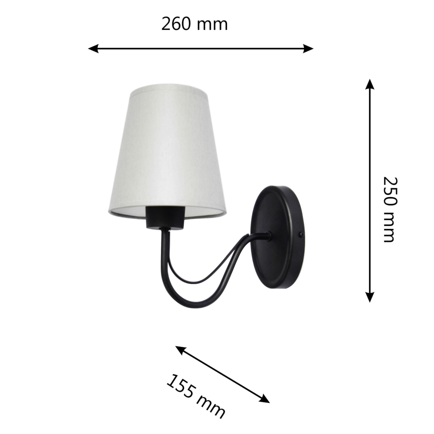 Stenska svetilka MALBO 1xE27/15W/230V siva/črna
