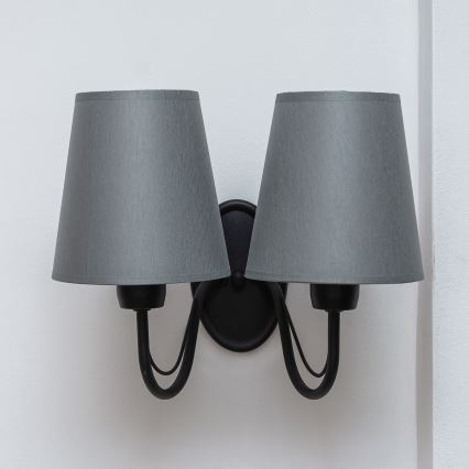 Stenska svetilka MALBO 2xE27/15W/230V siva/črna