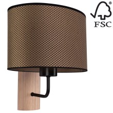 Stenska svetilka MERCEDES 1xE27/25W/230V rjava/hrast – FSC certifikat