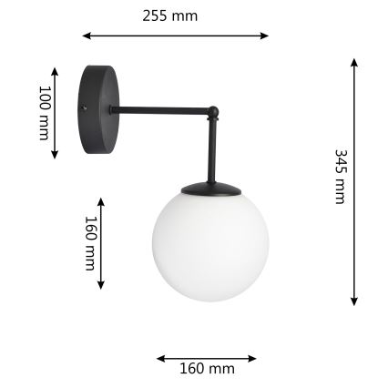 Stenska svetilka MOON 1xE27/15W/230V črna