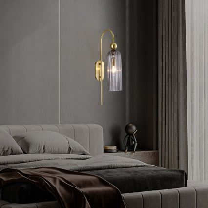 Stenska svetilka PIEGA 1xE14/40W/230V medenina/dimljena črna