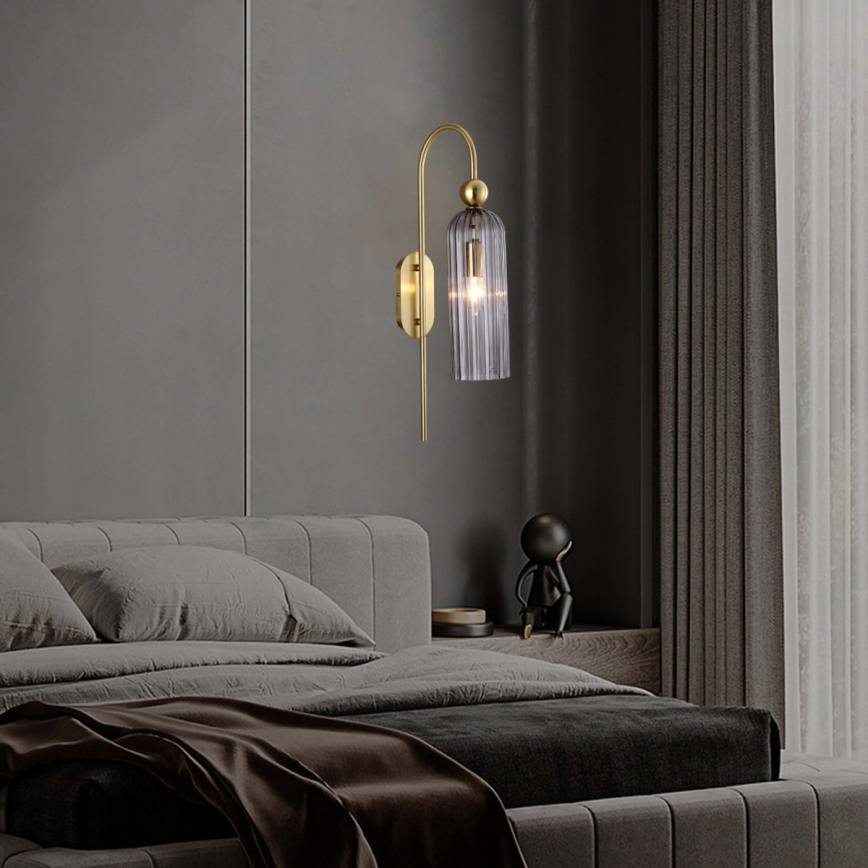 Stenska svetilka PIEGA 1xE14/40W/230V medenina/dimljena črna