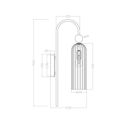 Stenska svetilka PIEGA 1xE14/40W/230V medenina/dimljena črna