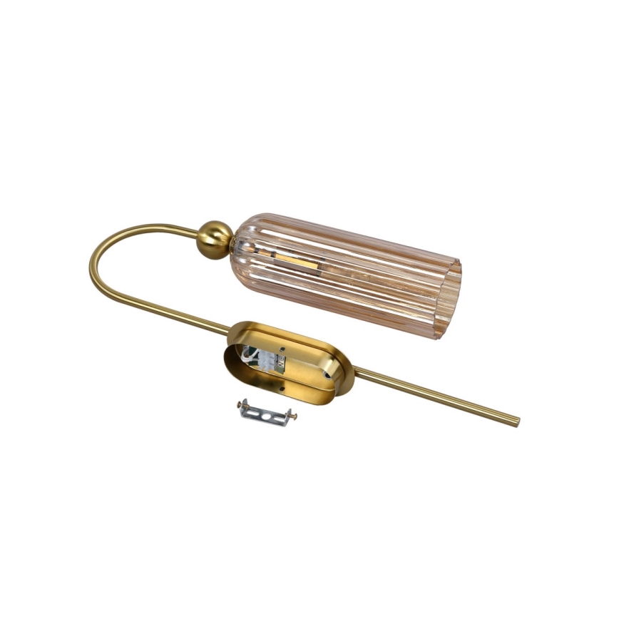 Stenska svetilka PIEGA 1xE14/40W/230V medenina/dimna bež