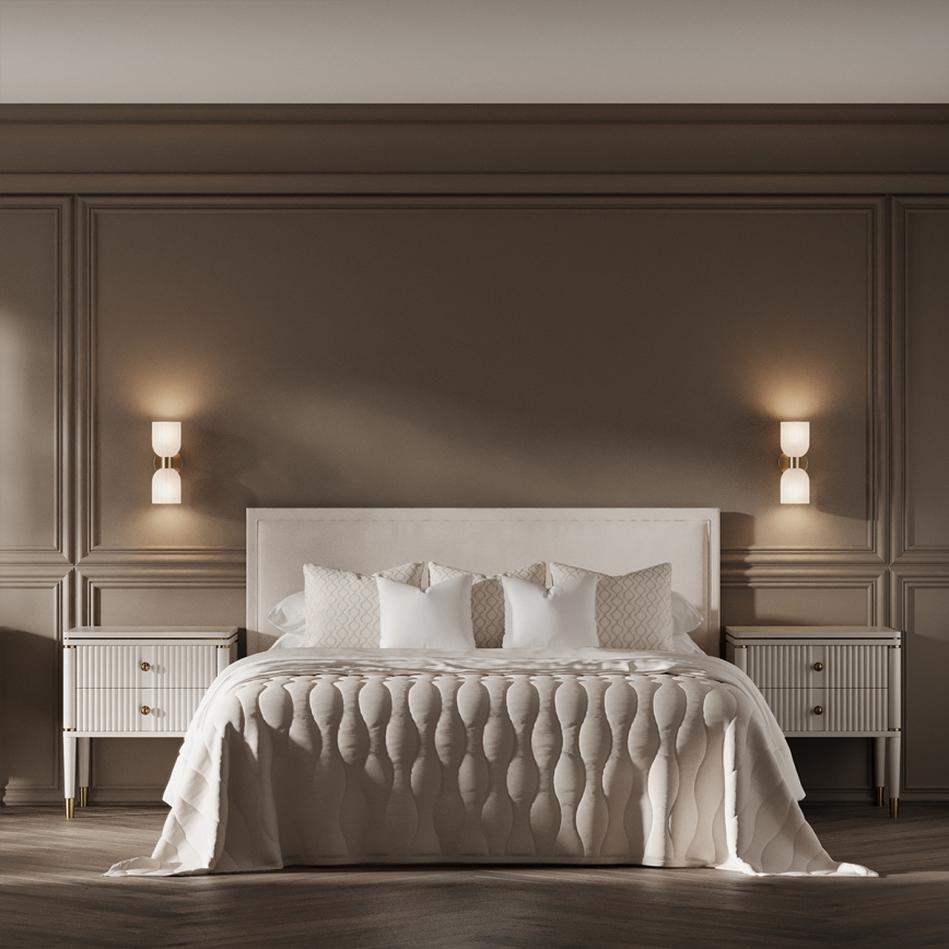 Stenska svetilka PIEGA 2xE14/10W/230V medenina/bela