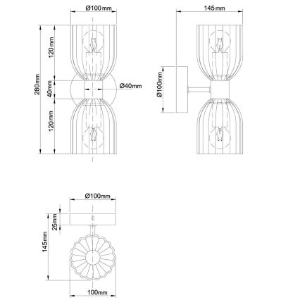 Stenska svetilka PIEGA 2xE14/10W/230V medenina/dimno bež