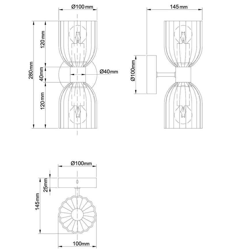 Stenska svetilka PIEGA 2xE14/10W/230V medenina/dimno bež
