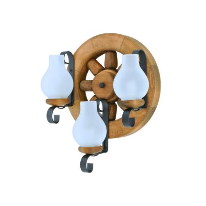 Stenska svetilka ROATA 3xE14/40W/230V bukev - FSC certifikat