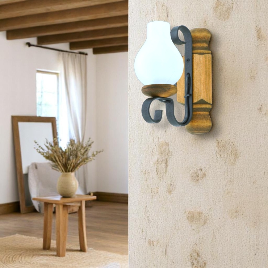Stenska svetilka RUSTIC 1xE14/40W/230V bukev - FSC certifikat