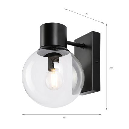 Stenska svetilka SFERIO 1xE14/5W/230V črna/prozorna