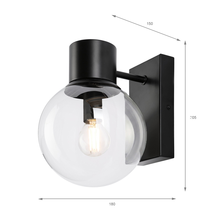 Stenska svetilka SFERIO 1xE14/5W/230V črna/prozorna