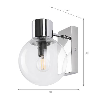 Stenska svetilka SFERIO 1xE14/5W/230V sijajni krom/prozorno
