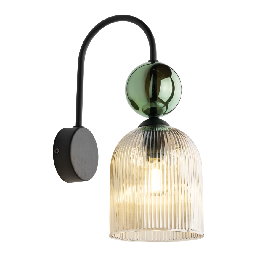Stenska svetilka SOPHIA 1xE14/10W/230V črna/zelena/dimno-bež