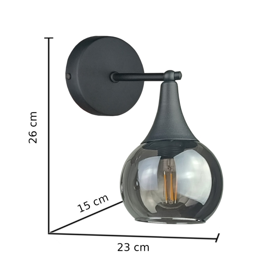 Stenska svetilka STAR 1xE27/60W/230V črna/dimna črna