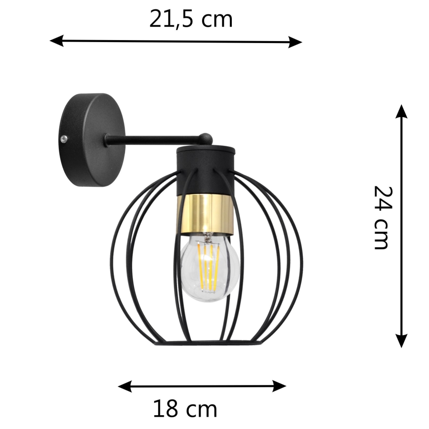 Stenska svetilka STARLIGHT 1xE27/15W/230V črn/zlata