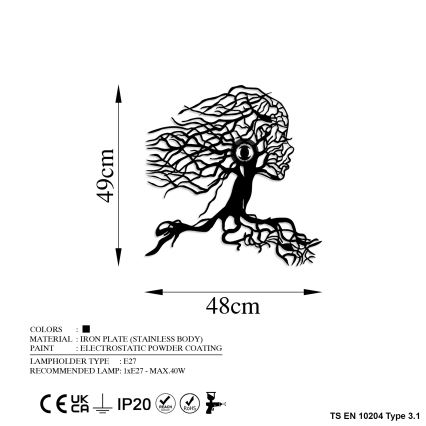 Stenska svetilka TREE WOMAN 1xE27/40W/230V črna