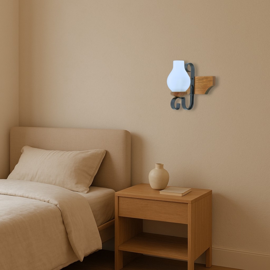 Stenska svetilka VELA 1xE14/40W/230V bukev - FSC certifikat