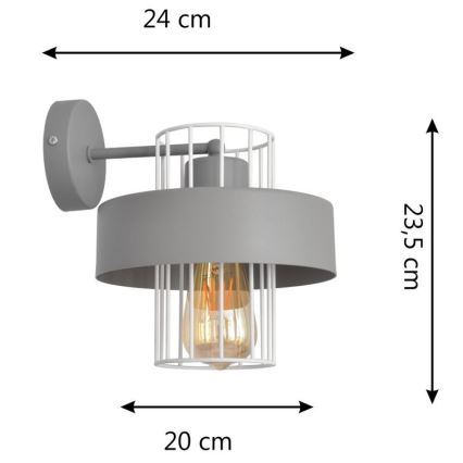 Stenska svetilka VOLTA 1xE27/15W/230V siva